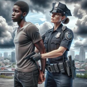 Police arresting man concept