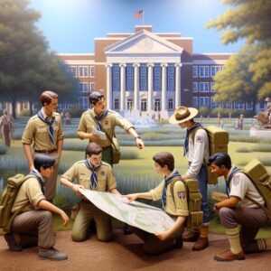 Scouts exploring Mississippi University campus