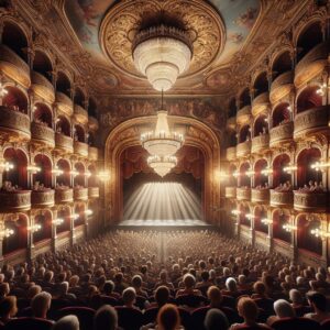 Crowded historic theater interior