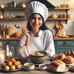 "Cook sharing traditional Jewish meal"