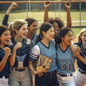 Girls softball team celebrating