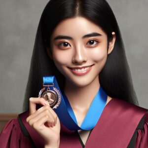 Student holding Presidential Scholar medal