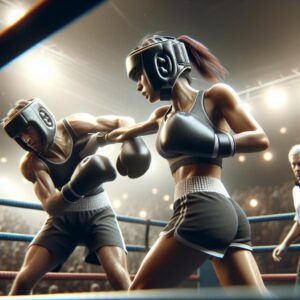 Amateur boxers in ring