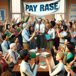 Teachers celebrate pay raise