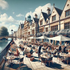 Oxford cityscape with outdoor dining