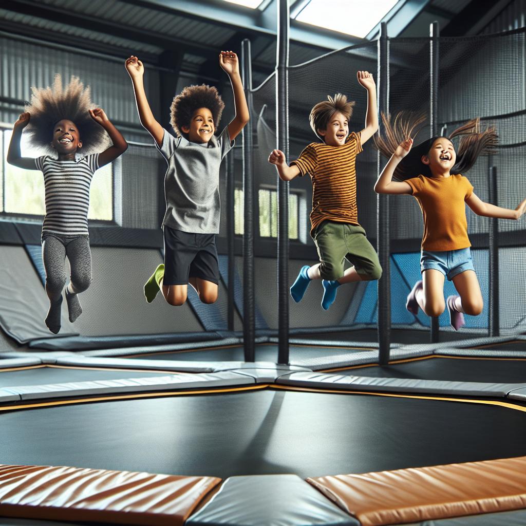 Kids jumping at trampoline park