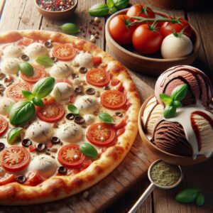 Italian pizza and ice cream