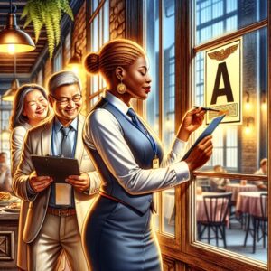 Inspector placing 'A' grade on restaurant