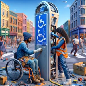 "Handicapped parking meter installation"