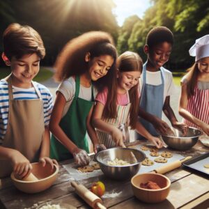 Kids baking in summer camp