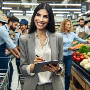 Woman manager in grocery store