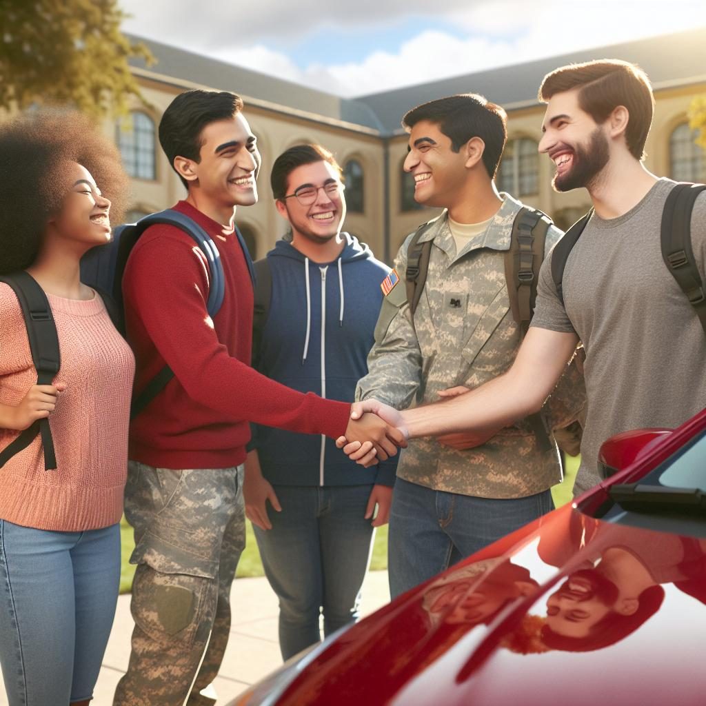 Student veterans receiving car donation