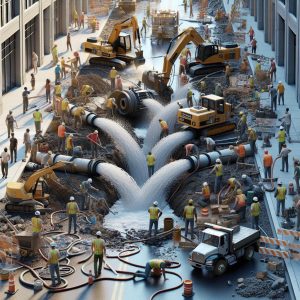 Damaged water main construction