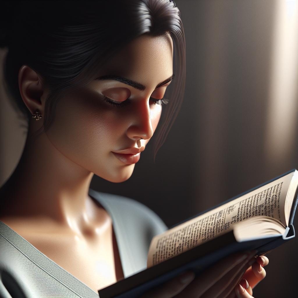 Woman reading devotional book