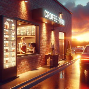 Drive-thru coffee shop illustration