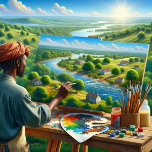 Artist painting Mississippi landscape