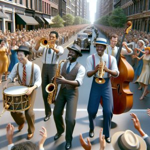 Jazz musicians in parade