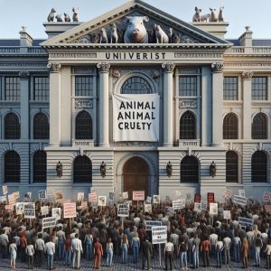 University building, protest against animal cruelty