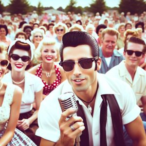 Elvis impersonator at community picnic