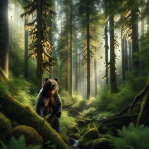 Grizzly bear in forest