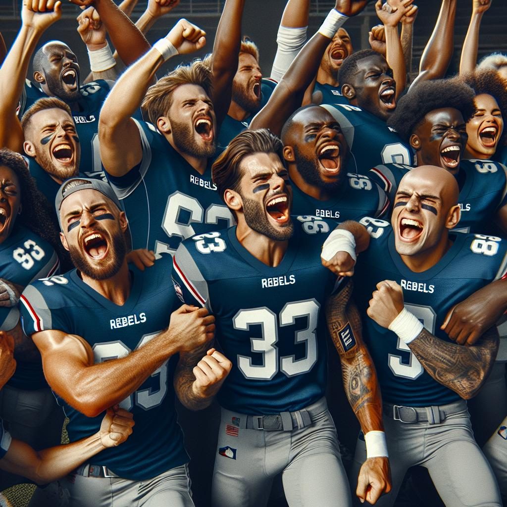 Rebels football team celebrating