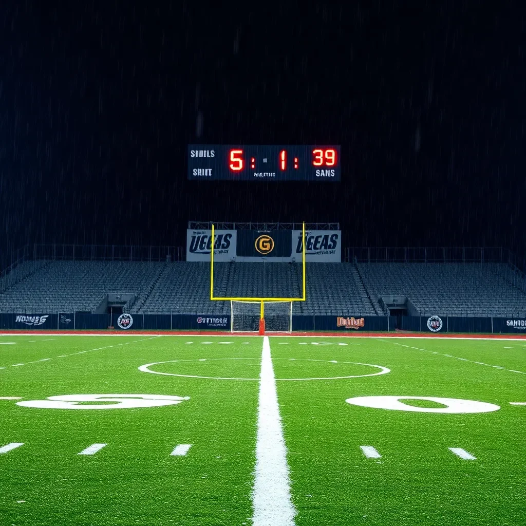 Oxford Football Showdown: Rebels Lead Bulldogs 16-7 at Half-Time Amidst Rainy Conditions