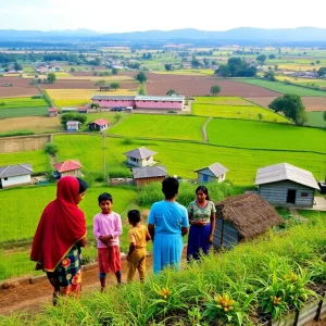 Vibrant rural landscape showcasing community development and growth.