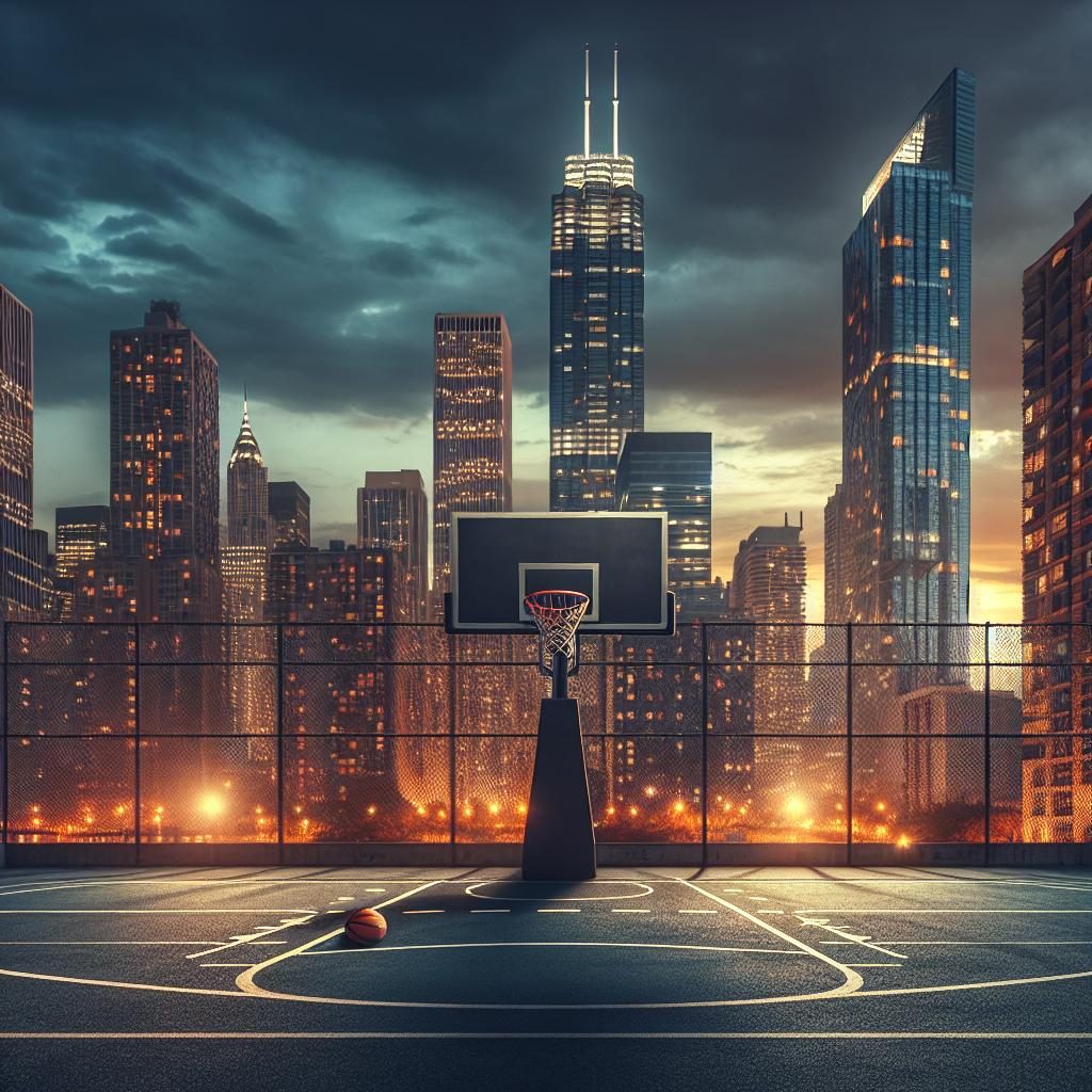 Basketball court skyline