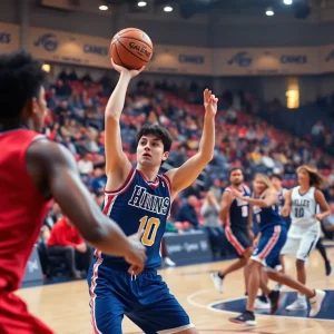 Tigers competing against Rebels in a thrilling basketball game