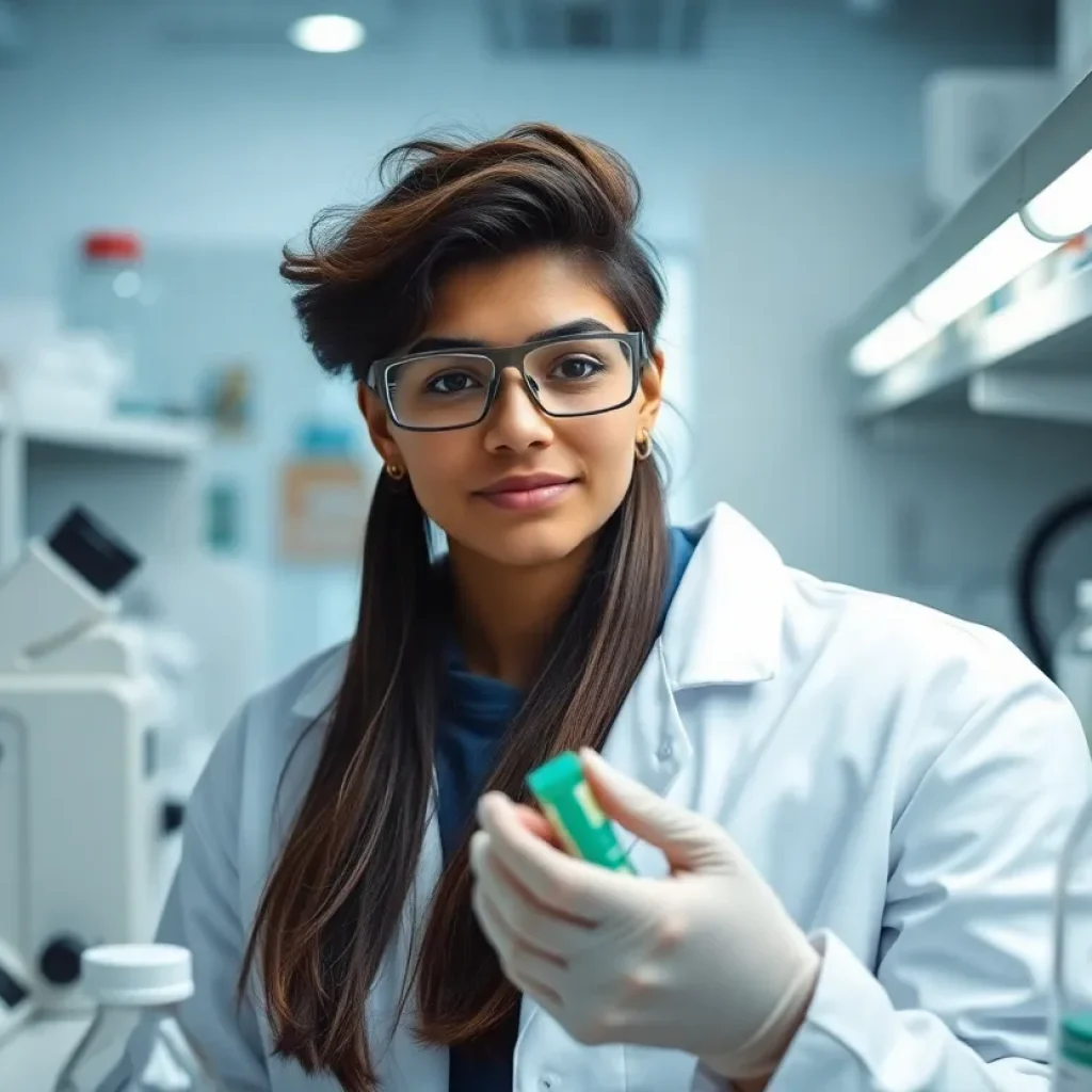 Pharmacy student conducting research in a laboratory