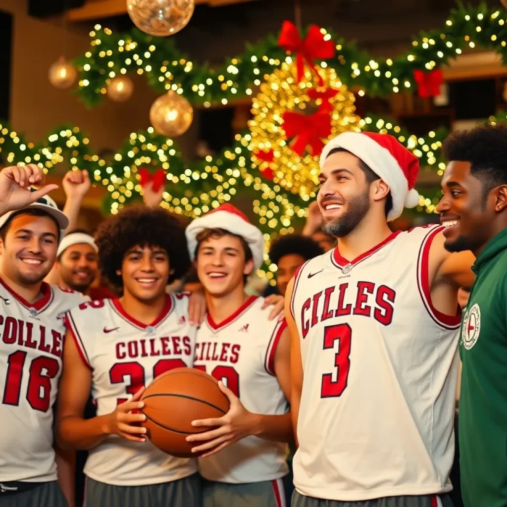 Ole Miss Rebels football and basketball teams celebrating the holidays