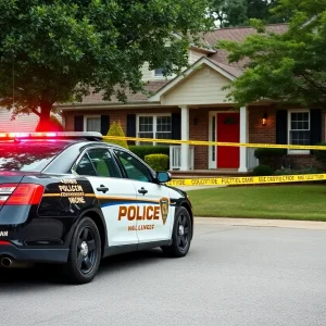 Police vehicles outside a house in Oxford during a burglary investigation.