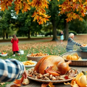 Community members celebrating Thanksgiving in Oxford with food and festivities.