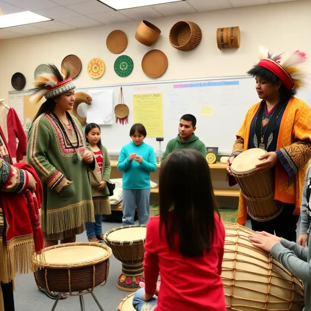 Students learning about Choctaw culture