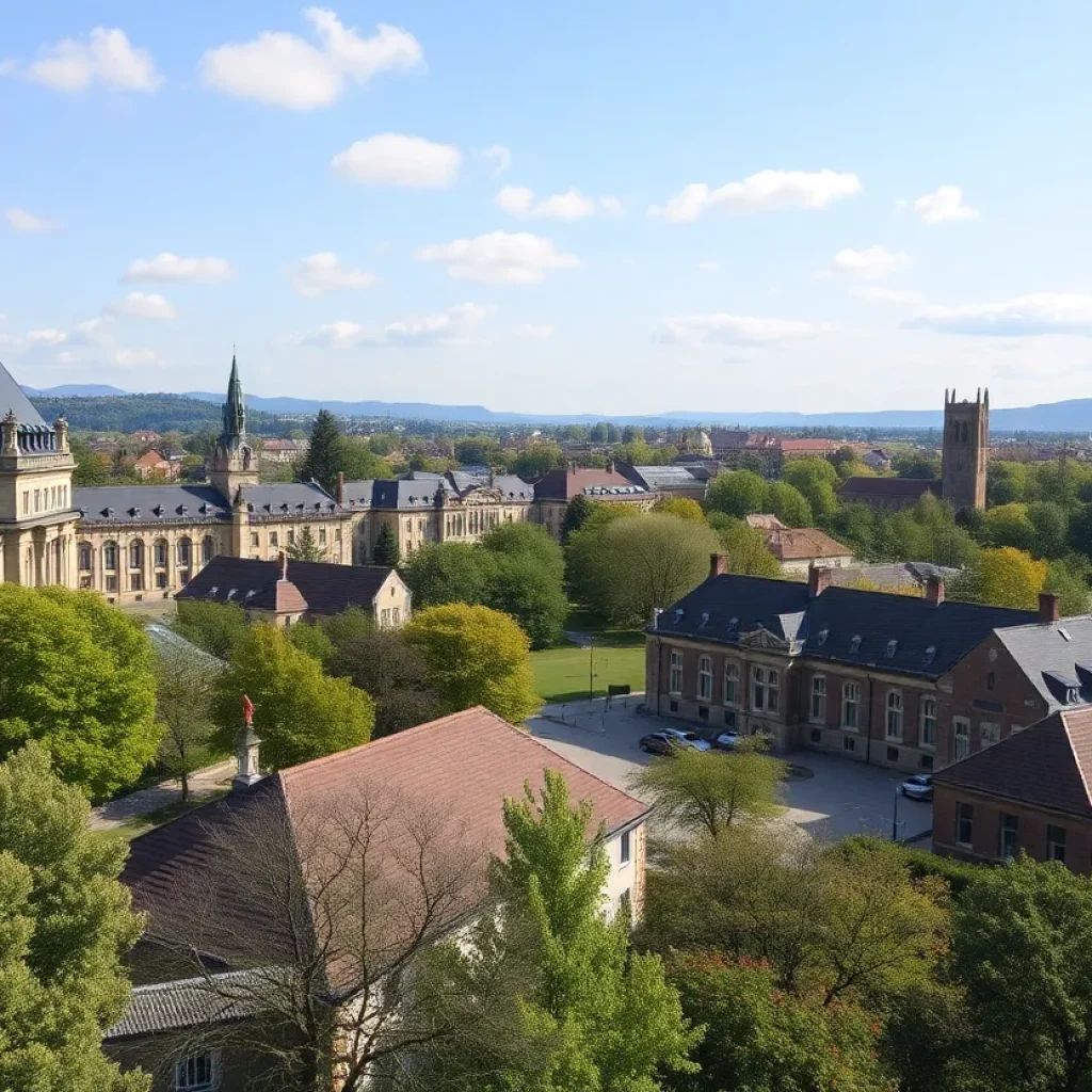 University campus representing international collaboration in education