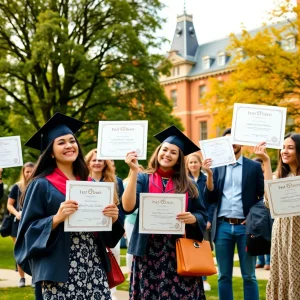 Students celebrating their Honor Roll achievements at the University of Mississippi