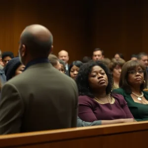 Emotional reactions in a courtroom during the Ole Miss trial