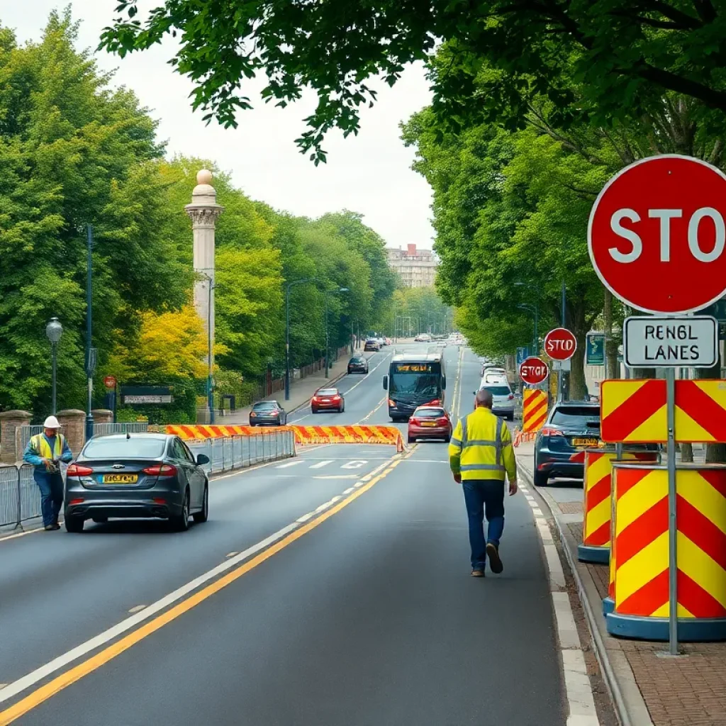 Construction workers improving roads in Oxford