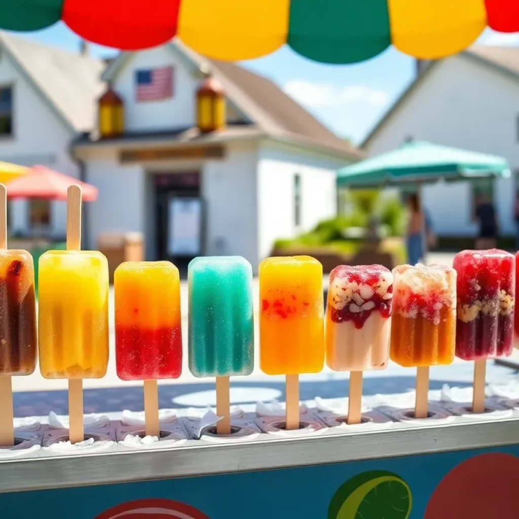 Colorful assortment of popsicles at Oxsicles in Oxford.