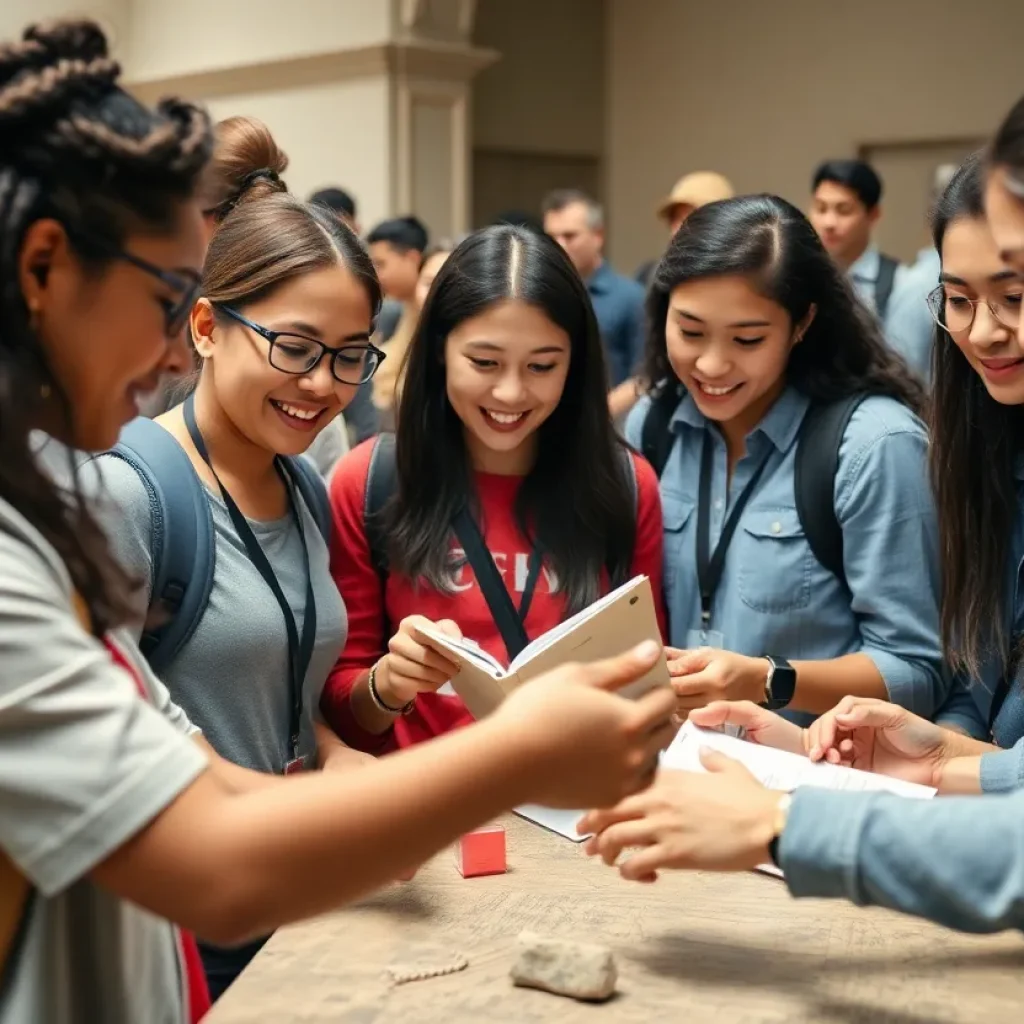 Group of university students participating in a field trip for experiential learning.