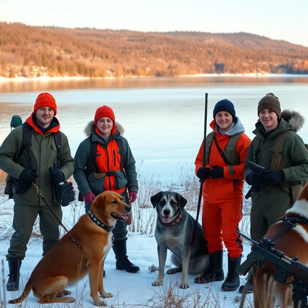 Young hunters participating in a squirrel hunt at Sardis Lake