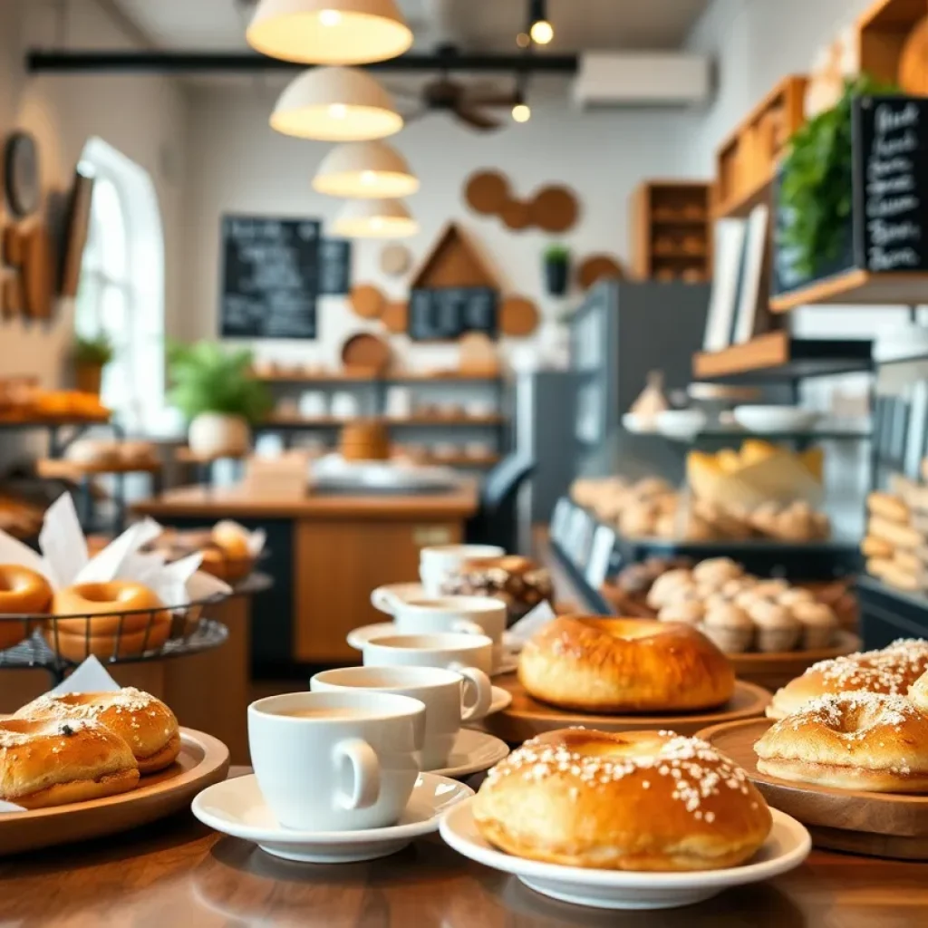 A variety of fresh pastries and coffee at Bottletree Bakery