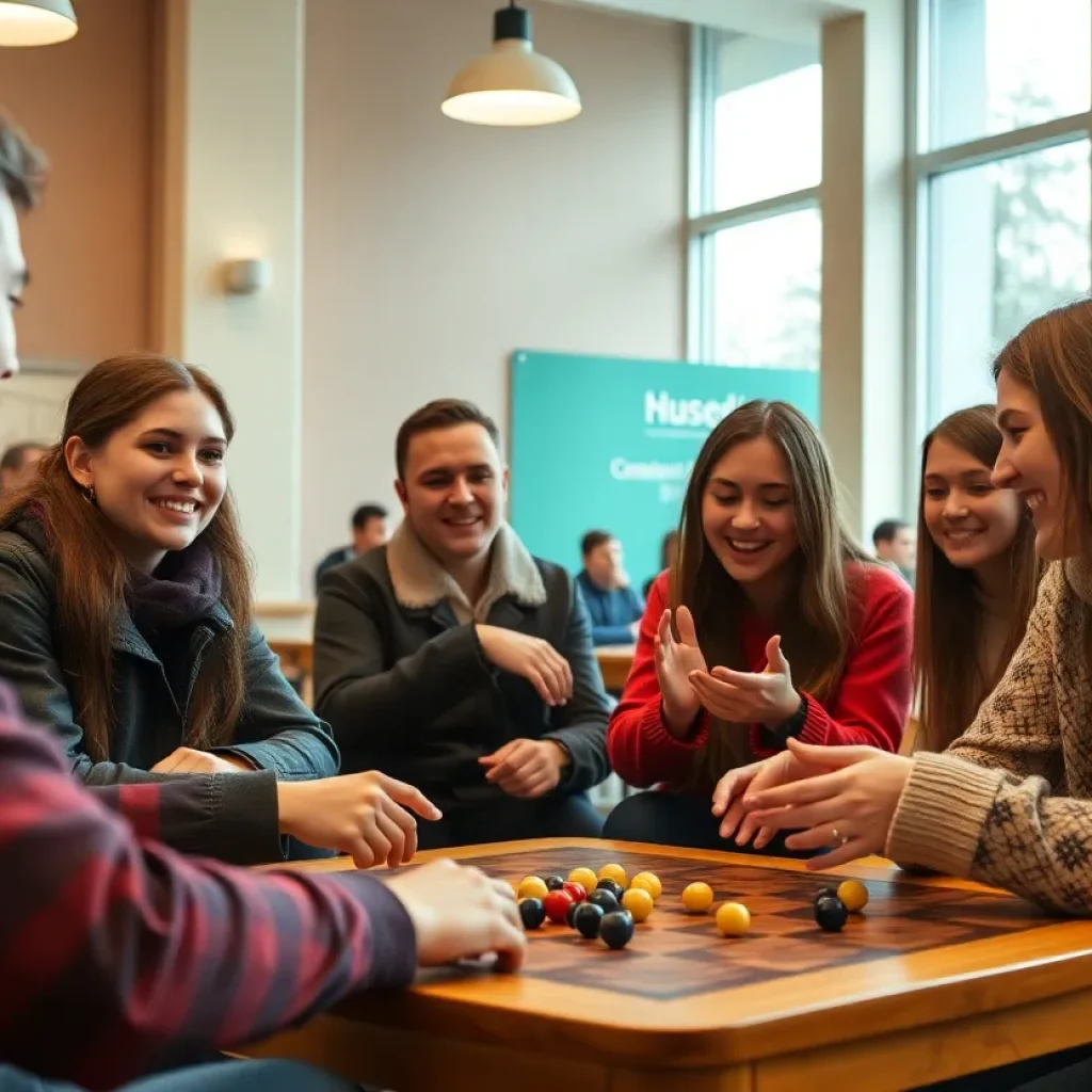 Students participating in Russian games at Ole Miss Game Night