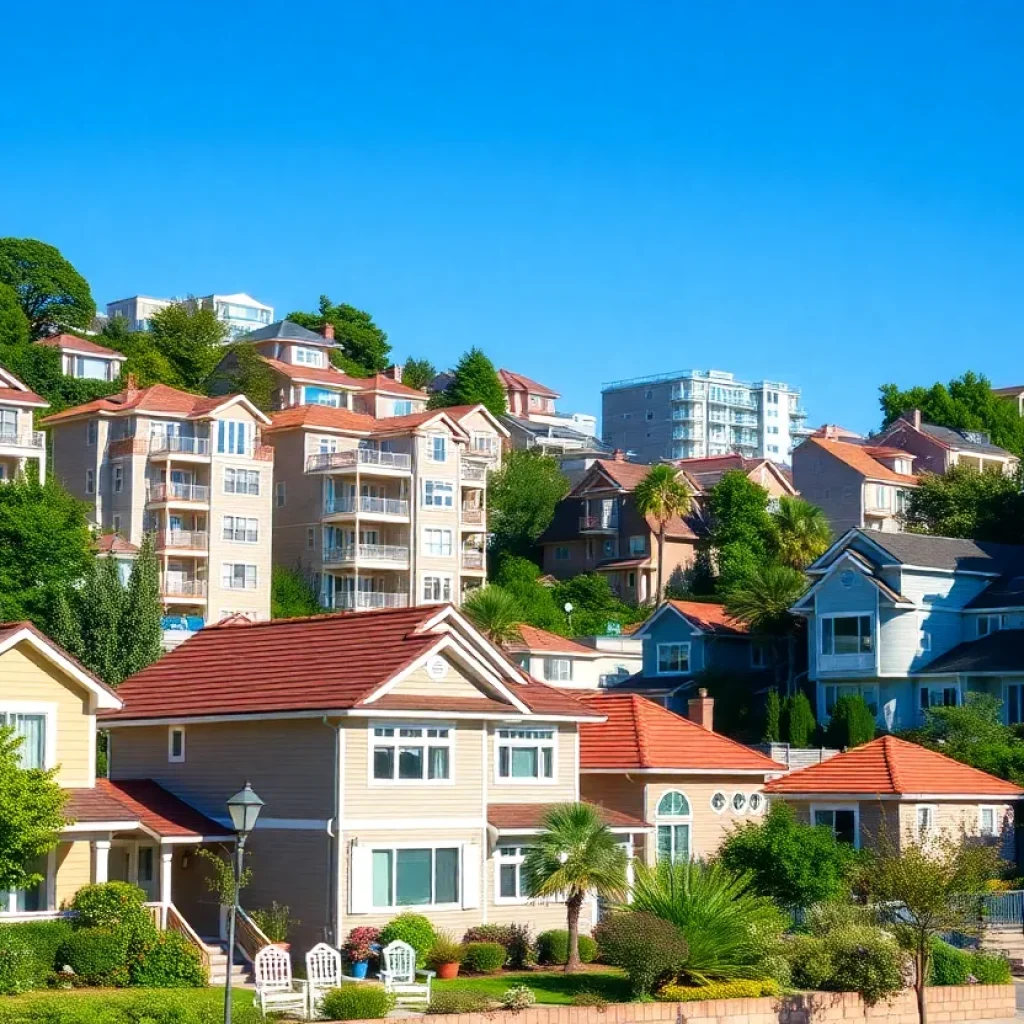 Vibrant neighborhood with various homes and condominiums