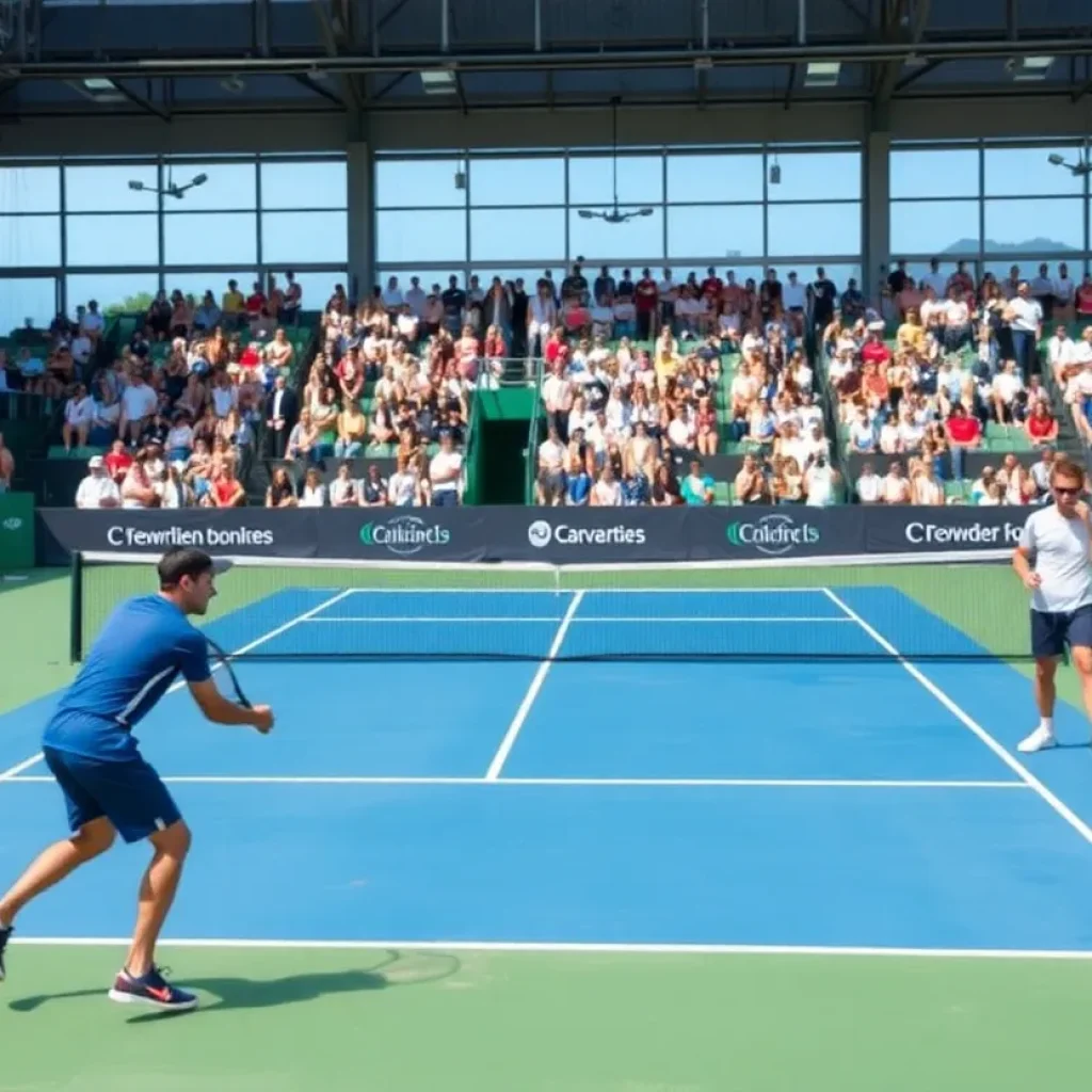 Oxford Tennis Team playing during home opener