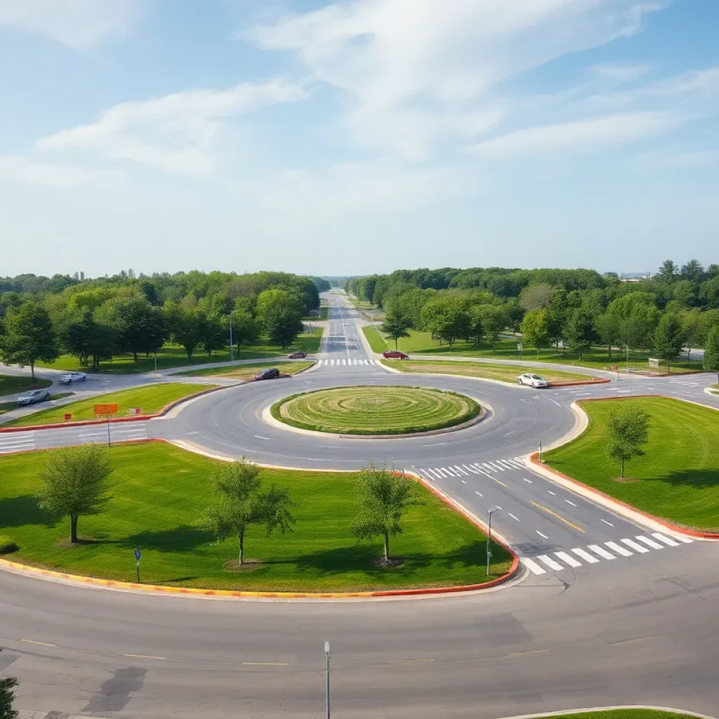 Construction of a new roundabout at mTrade Park in Oxford, MS