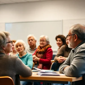 Older adults participating in a university classroom.