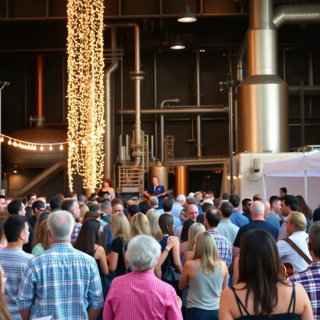 Crowd enjoying the Thacker Mountain Radio Hour at a distillery