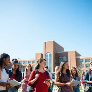 Students collaborating on campus at the University of Mississippi